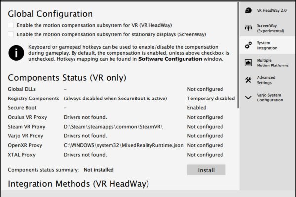 VR HeadWay - Configuration in Platform Manager
